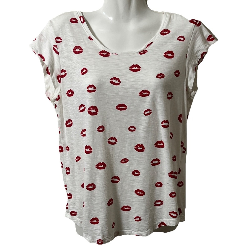 Joie Dillan Red Lips Top XS‎ USA Kiss Love Romance Funky Simple Bimbo Breathable - Picture 2 of 6